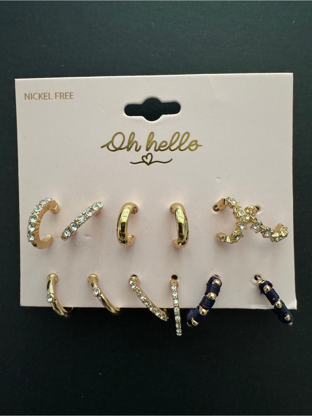 Oh Hello Gold and Navy Earring Set - 10 Pairs
